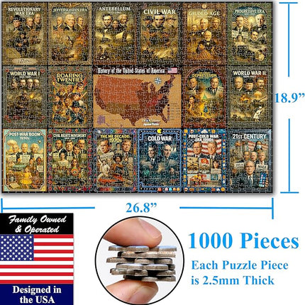 Think2Master History of The United States 1000 Pieces Large Format Jigsaw Puzzle: Kids 12+, Teens, Adults & Families. Great Gift. Presidents, Key Events & ERAS from 1776 to Today. Size: 26.8” X 18.9”